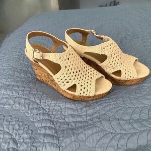 Sonoma Cream Woven Wedge Sandals